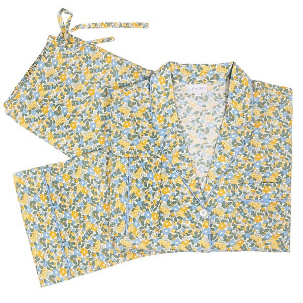 LENORA CLASSIC COTTON PAJAMAS IN LEMON‎ LIBERTY FLORAL SIZE X-Small